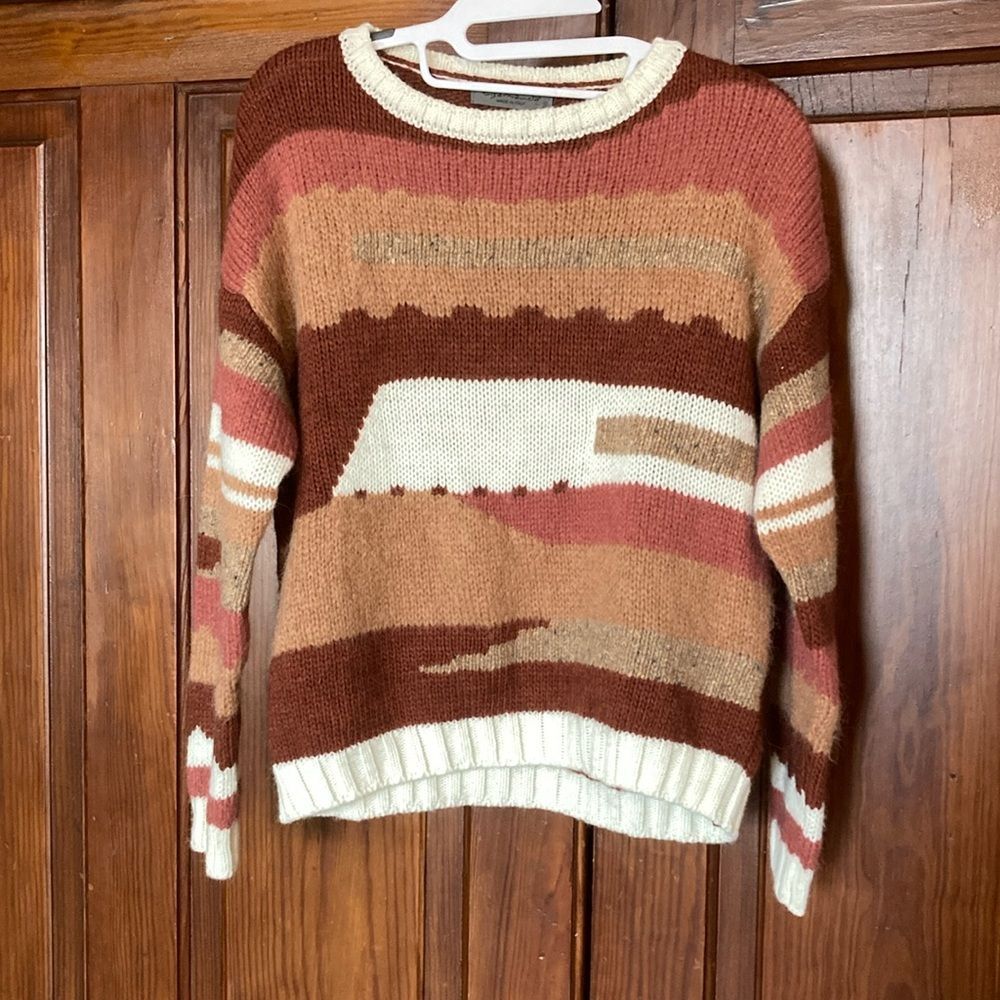 Elsamanda Abstract Colorblock Crewneck Sweater Wool Alpaca Blend Knit Italian S